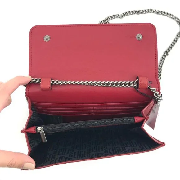 Kurt Geiger Red Leather Crossbody Wallet | Turn Lock Closure - Picture 5 of 9